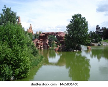 July 2008, Eurodisney, Paris, France. View Of The Amusement Park Lake