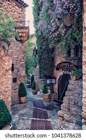 July 2015 - Eze Sur Mer, France - Small Street In Eze Village  