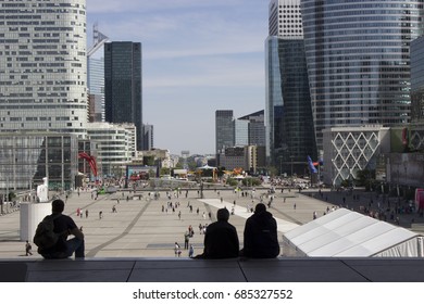 July 2015- Paris, France- View From La Grande Arche On La Defense Plaza