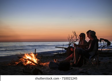 July, 2017
Camping In Front Of Bonfire By The Baltic Sea