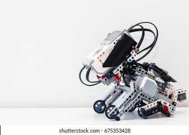 July, 2017. Minsk, Belarus. Stem Education. Lego EV3 Mindstorms Dog.  Cyber Lego Dog. Robot. Robotics. Symbol Of New Year 2018.