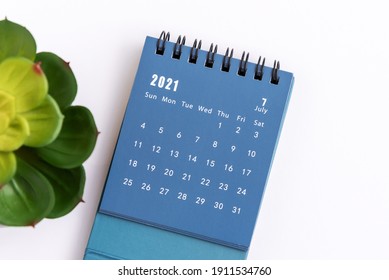 July 2021 Desk Calendar On White Background