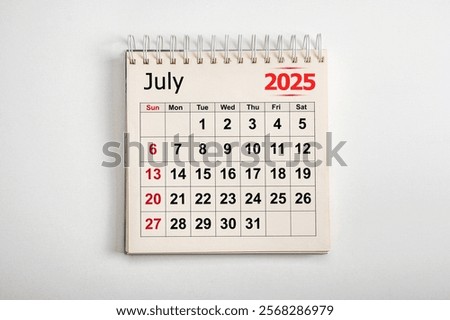 July 2025. Resolution, strategy, solution, goal, business and holidays. Date month July 2025. Page of annual monthly calendar July 2025. planning new year