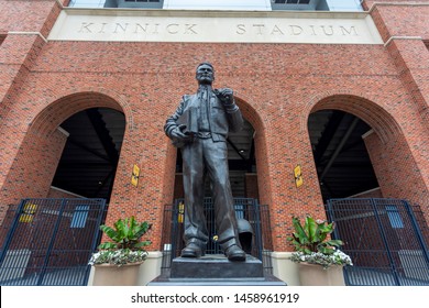 July 21, 2019 - Iowa City, Iowa, USA: Statue Of Nile Clarke Kinnick Jr. Who Was A Student And A College Football Player At The University Of Iowa. 