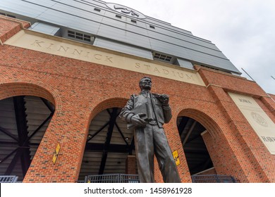 July 21, 2019 - Iowa City, Iowa, USA: Statue Of Nile Clarke Kinnick Jr. Who Was A Student And A College Football Player At The University Of Iowa. 