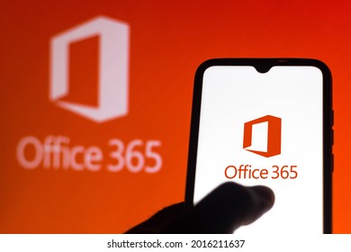 July 29, 2021, Brazil. In this photo illustration the Microsoft Office 365 logo is seen on a smartphone and a pc screen