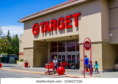 July 30, 2018 Cupertino / CA / USA - Entrance To One Of The Target Stores Located In South San Francisco Bay Area