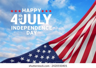 July 4 Independance day Patriotic Symbols USA. National celebration Fourth of July federal holiday United States. American flag Stars and Stripes Red, White, and Blue Old Glory Star-Spangled Banner - Powered by Shutterstock