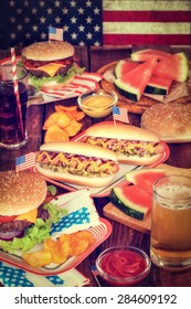 July 4th Or Memorial Day - Picnic Table With Food