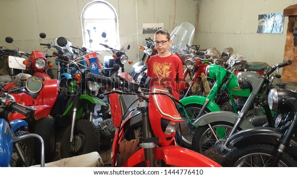 July\
6, 2019 Kovrov, Russia, a meeting of bikers on motorcycles, a visit\
to the museum of a private collection of\
motorcycles
