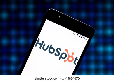 July 8, 2019, Brazil. In this photo illustration the HubSpot logo is displayed on a smartphone.
