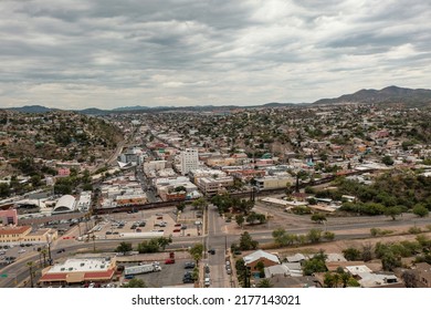 July 8, 2022, Nogales, Arizona, USA. Port Of Entry USA Mexico Border In Nogales, Arizona, Aerial Shot. 