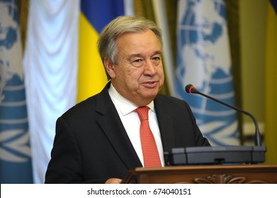 July 9, 2017. Kyiv, Ukraine. Briefing Of António Guterres, The Secretary-General Of The United Nations. In Kiev.