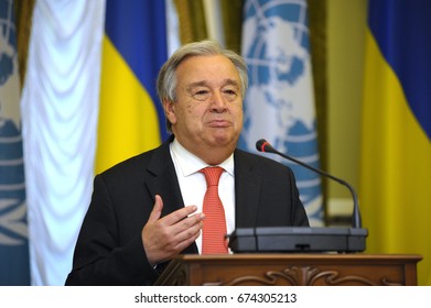 July 9, 2017. Kyiv, Ukraine. Briefing Of António Guterres, The Secretary-General Of The United Nations, In Kiev.