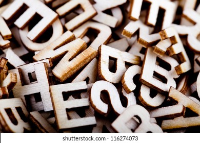 Jumbled Wooden Letters Close Up