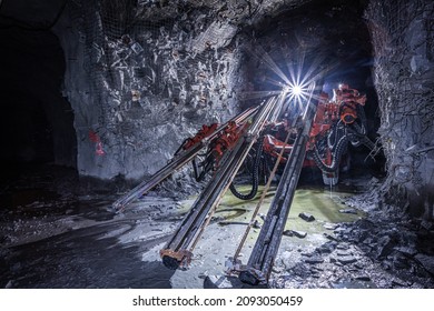 Jumbo Drill Equipment in Underground Copper and Gold Mine - Shutterstock ID 2093050459