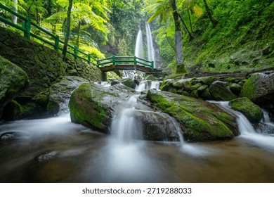 Jumog Waterfall in Karanganyar, Central Java, Indonesia Attracts Visitors With Its Natural Beauty and Flowing Water - Powered by Shutterstock - Get 15% off with code: PIKWIZARD15