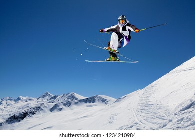 Freestyle Skier Jumps Crosses Grabs Skis Stock Photo 3869344 | Shutterstock