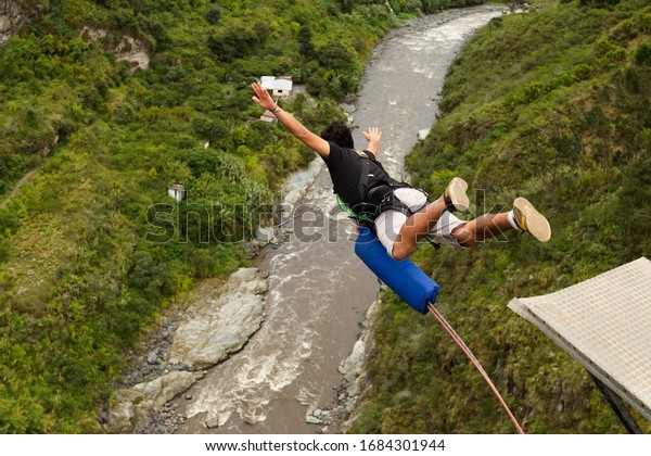 jump bungee travel excited enthusiasm bridge\
adrenalin ecuador waterfall extreme bungee jumping sequence in\
banos de agua santa claus ecuador san francisco bridge jump bungee\
travel excited enthusiasm