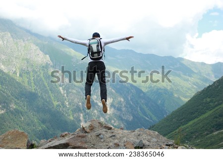 jump with a mountain with a parachute Foto stock © 