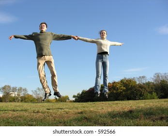 jumping couple