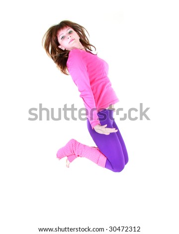 jumping girl over white
