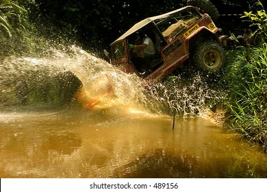 Jumping into river