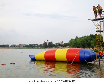 Jumping Into The Water With A Water Catapult