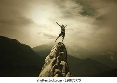 Jumping Man On The Peak