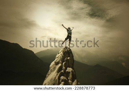 Jumping Man on the Peak