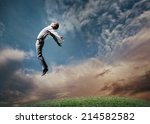 Jumping man in sky