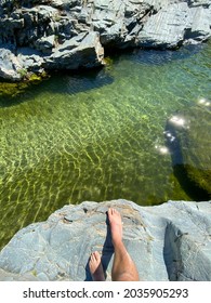 Jumping On The Hérault River In Les Cévennes - France