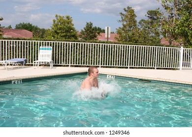 jumping in the pool