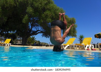 jumping in the pool