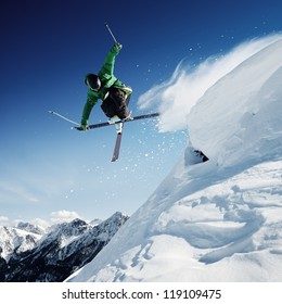 Jumping skier - Shutterstock ID 119109475