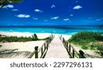 ,  - Jun 22, 2022: A beautiful shot of a sunny beach in Exuma Bahamas