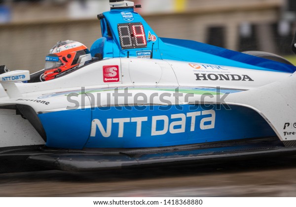 June 01, 2019 -\
Detroit, Michigan, USA: FELIX ROSENQVIST (10) of Sweeden races\
through the turns during the  race for the Detroit Grand Prix at\
Belle Isle in Detroit,\
Michigan.