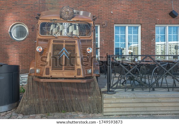 June 02.2020\
Helsinki. Finland.\
On the promenade of Munkkisaari in Helsinki a\
place of interest. Old bus