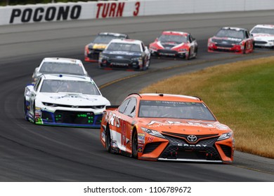 June 03, 2018 - Long Pond, Pennsylvania, USA: Daniel Suarez (19) Battles For Position During The Pocono 400 At Pocono Raceway In Long Pond, Pennsylvania.