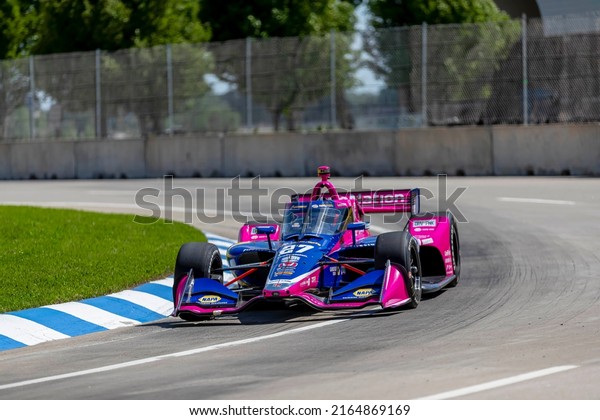 June 03, 2022 - Detroit, MI,\
USA: ALEXANDER ROSSI (27) of Nevada City, California  practices for\
the Chevrolet Detroit Grand Prix at Belle Isle Park in Detroit\
MI.
