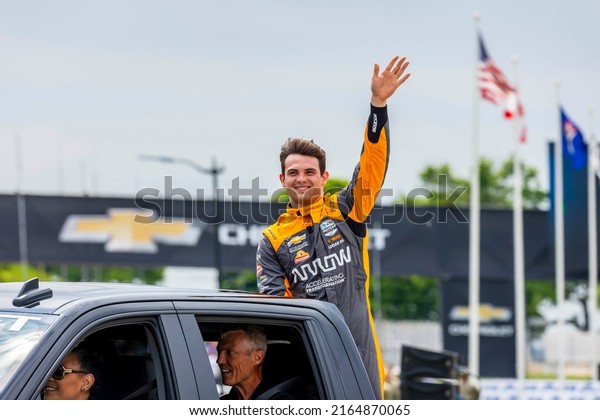 June 05,\
2022 - Detroit, MI, USA: PATO OWARD (5) of Monterey, Mexico waves\
to the fans before racing for the Chevrolet Detroit Grand Prix at\
the Belle Isle Park in Detroit, MI,\
USA.