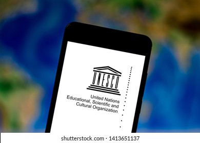 June 1, 2019, Brazil. In This Photo Illustration The United Nations Educational, Scientific And Cultural Organization (UNESCO) Logo Is Displayed On A Smartphone.