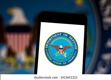 June 1, 2019, Brazil. In This Photo Illustration The Department Of Defense United States Logo Is Displayed On A Smartphone.