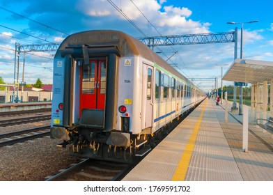 June 1, 2020 Włoszczowa, Poland
Old Wagon Of The 111 Series On Polish State Railways At The Platform In Włoszczowa.