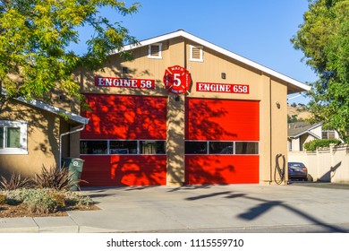 June 10, 2018 Morgan Hill / CA / USA - Fire Station In South San Francisco Bay Area