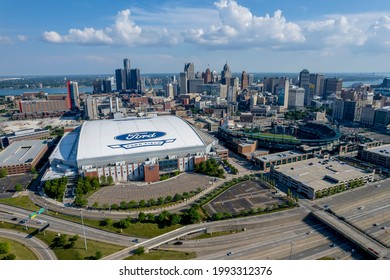 June 10, 2021 - Detroit, Michigan, USA: Ford Field Is A Domed American Football Stadium Located In Downtown Detroit. It Primarily Serves As The Home Of The Lions Of The National Football League