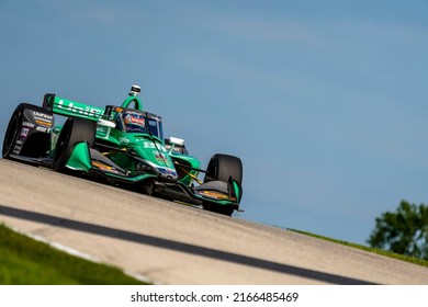 June 10, 2022 - Plymouth, WI, USA: ROMAIN GROSJEAN (28)  of Geneva, Switzerland runs through the turns for a practice session for the Sonsio Grand Prix at Road America at Road America in Plymouth WI.