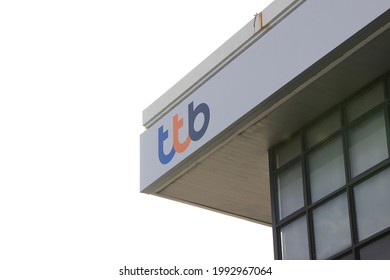 June 11 2021-Nakorn Pathom, Thailand:TTB Logo On Local Bank Building. TTB Is A New Logo After Merging Of Thai Military Bank (TMB) And Thanachart Bank It's Considerd A 6th Ranking Bank After Merging.