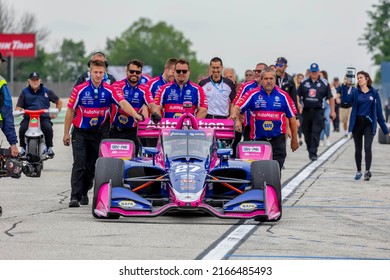 June 11, 2022 - Plymouth, WI, USA: ALEXANDER ROSSI (27) of Nevada City, California  wins the pole award for the Sonsio Grand Prix at Road America at Road America in Plymouth, WI, USA.