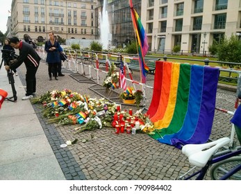 June 13, 2016: Memorial For Victims Of The Orlando Night Club Shooting In Front Of The US Embassy In Berlin, Germany.